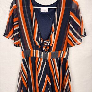 ADRIENNE BLUE AND ORANGE ROMPER SIZE M